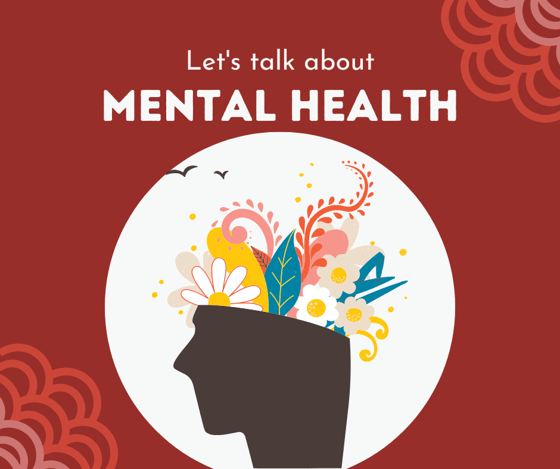 Peach and Dark Brown Illustrative Mental Health Facebook Post
